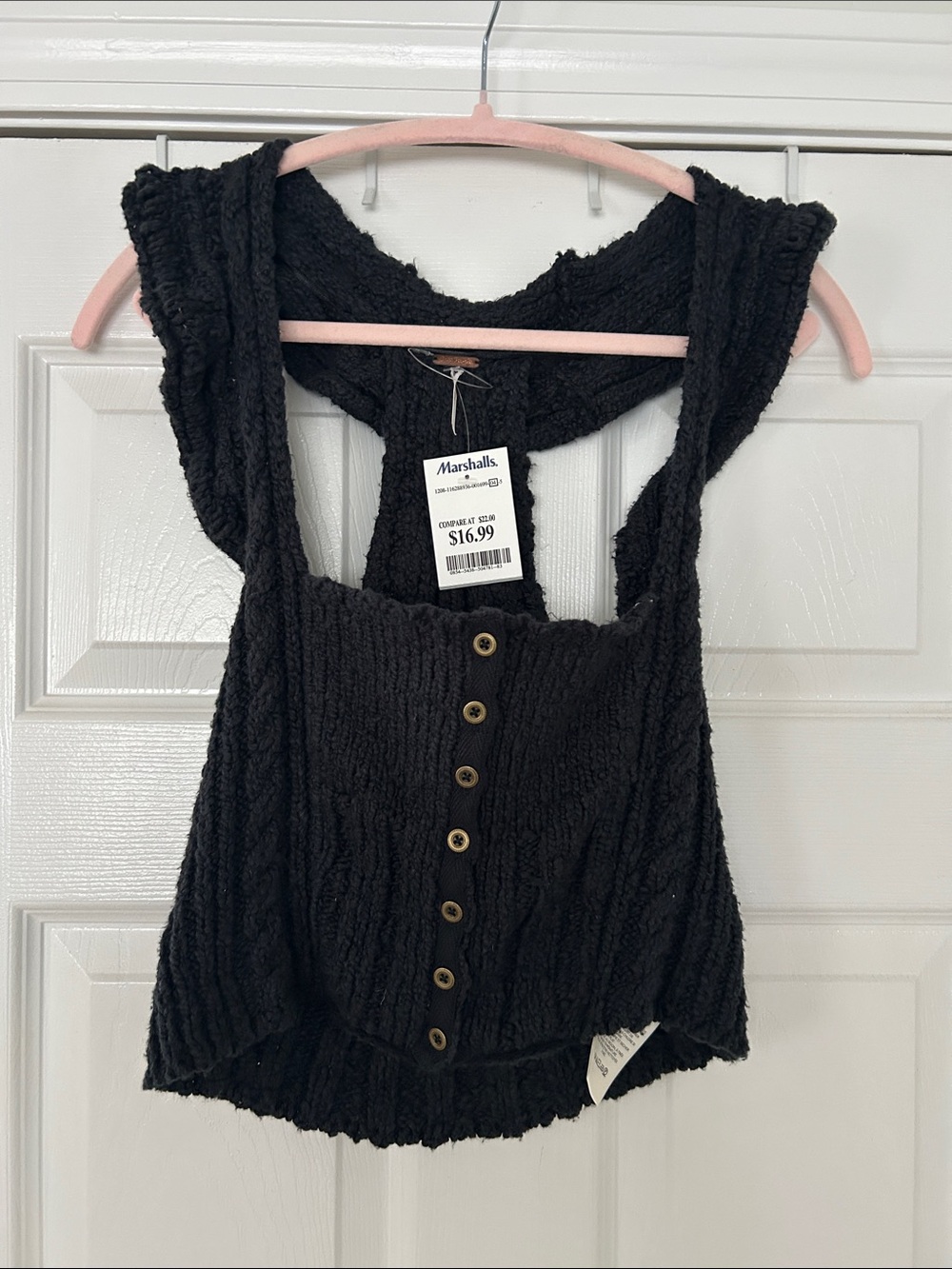 Free People Black Button-Front Textured Knit vest size Medium